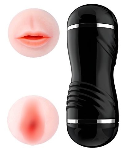 Мастурбатор с двумя входами Ротик и Вагина телесного цвета OYO - Double Pump BLACK YQM-205 BLACK - 1