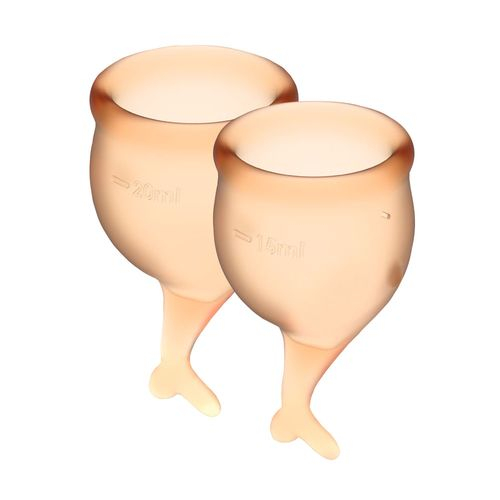 Чаша при місячних з мішечком для зберігання помаранчеві Satisfyer (Сатісфаер) Feel Secure 15мл і 20мл - 1