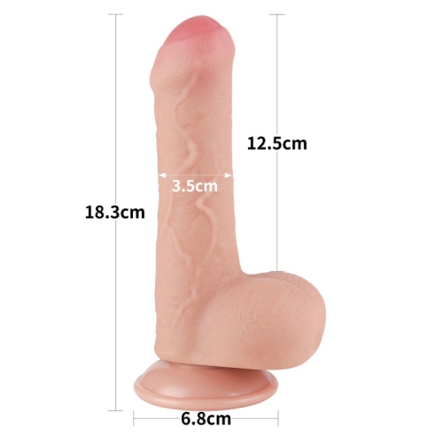 Фаллоимитатор реалистичный на присоске Sliding Skin Dual Layer Dong Flesh 7.0 телесный - 2