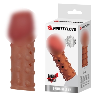 Стимулирующая насадка на член рельефная коричневая Lybaile  Pretty Love Penis Sleeve