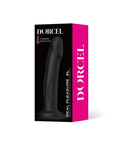 Насадка для страпону на присосці термоактивна силіконова чорного кольору Dorcel Real Pleasure розмір XL - 6