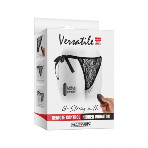 Вибротрусики для клитора черные Vscnovelty G-String Remote Control Hidden Vibrator - 1
