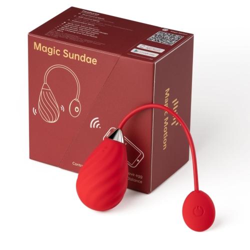Смарт-віброяйце з керуванням через смартфон червоне Magic Motion Sundae - 3