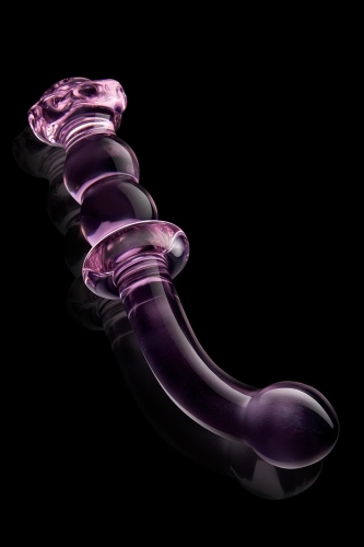Изогнутый стеклянный розовый фаллоимитатор с бутоном для точки G Dream Toys Glaze Glass - 3