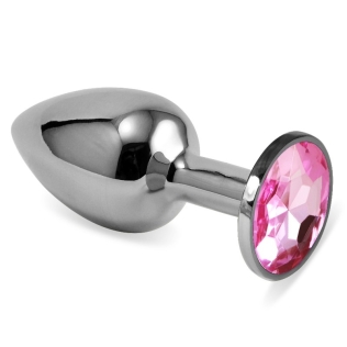 Анальна пробка сріблястого кольору із кристалом рожевого кольору Lovetoy Rosebud Plug