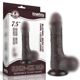 Фаллоимитатор реалистичный на присоске Sliding Skin Dual Layer Dong 7.5 коричневый