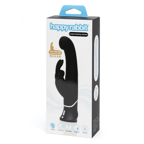 Вибратор для точки G и отростком для клитора черного цвета Fifty shades of grey Happy Rabbit G Spot Stroker - 5