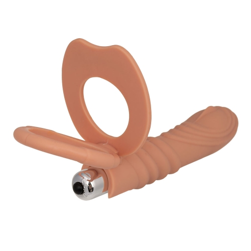Насадка на член для подвійного проникнення з вібрацією і кріпленням до пеніса і мошонки XESE PS06V10 - 2