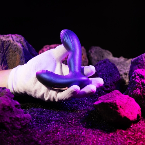 Вибромассажер простаты с пульсацией фиолетовый Hueman Galaxy Tapping Buttplug - 10