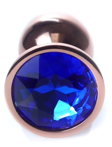 Анальна пробка S золотистого кольору із кристалом синього кольору BOSS of TOYS Jewellery plug - 2