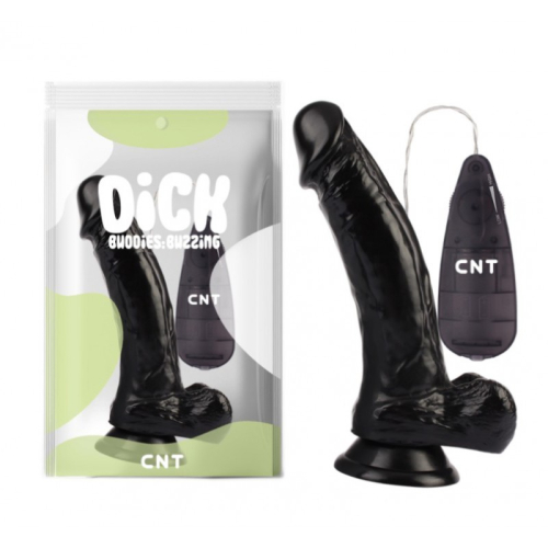 Вибратор реалистичный на присоске черного цвета с пультом управления Cnt The Master Dildo - 1