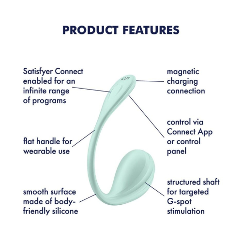 Смарт віброяйце вагінальне зеленого кольору Satisfyer Smooth Petal Connect App - 7