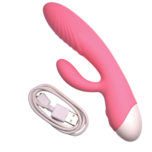 Вібратор кролик вагінальний та з відростком для клітора рожевий Blue massager - 2