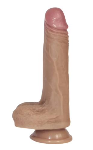 Фаллоимитатор реалистичный с мошонкой на присоске силиконовый телесный OYO - Dildo Double Layer Silicone YQW-017 - 3