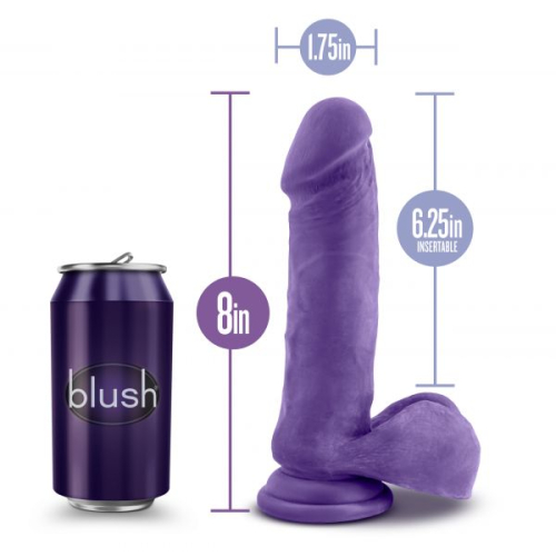 Фалоімітатор на присоску реалістик кібершкіра фіолетовий AU NATUREL bold HERO 8INCH DILDO - 3