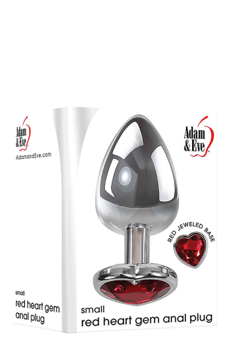 Анальная пробка серебристого цвета с красным камушком в форме сердца Adam &amp;amp; Eve Anal plug small - 2
