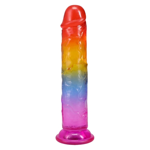 Фаллоимитатор реалистичный на присоске радужный Doc Johnson Crystal Jellies - 7 Inch - 2