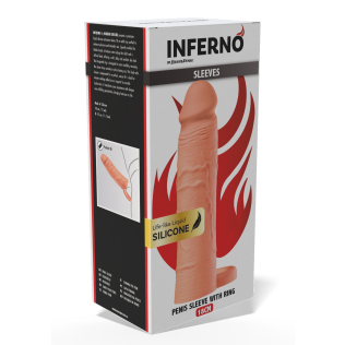Насадка на пенис реалистичная с петлей для мошонки телесная Hidden Desire INFERNO 180 мм