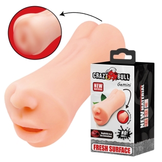 Мастурбатор 2 в 1 вагина та рот тілесного кольору LYBAILE CRAZY BULL Gemini Realistic Oral Sex Sensations