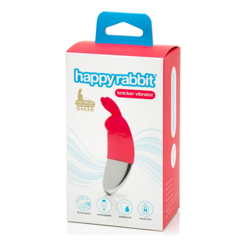 Клиторальный мини стимулятор с ушками красного цвета Fifty Shades of Grey Happy Rabbit Rechargeable Panty Vibrator - 4