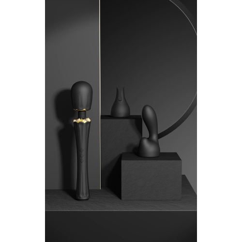 Вибромассажер Ванд в форме микрофона с насадками черного цвета Zalo Kyro Wand Turquoise - 10