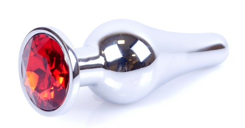 Анальная пробка серебристого цвета с кристаллом красного цвета BOSS of TOYS Jewellery BUTT PLUG - 3