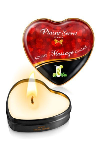 Массажная свеча-сердечко с возбуждающим ароматом Мохито Plaisirs Secrets 35 мл - 1