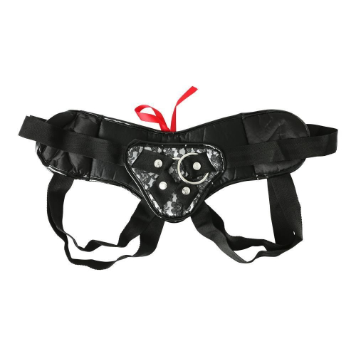 Трусы для страпона Sportsheets Plus серый и черный кружевной корсет Strap On - 5
