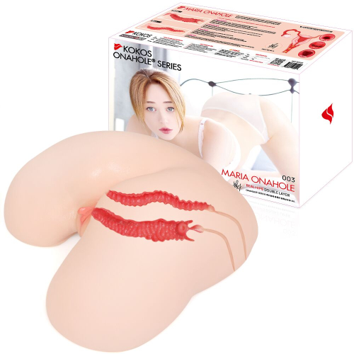 Мастурбатор двухслойный полуторс Анус и Вагина телесного цвета Kokos 003 Maria ONAHOLE Real Hips Double Layer - 5