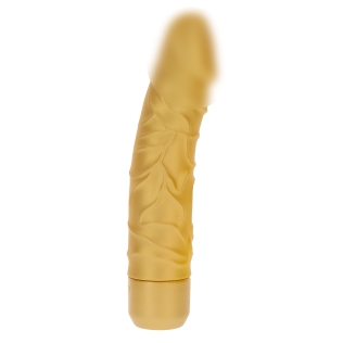 Вібратор великий реалістичний золотистого кольору Toy Joy Gold Dicker довжина 201 мм