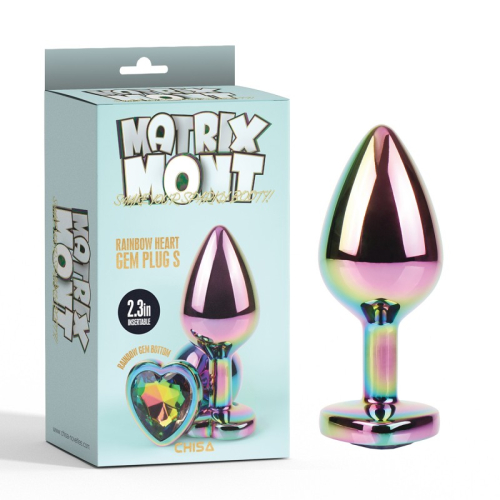 Анальна пробка хамеліон із медичної сталі Rainbow Heart Gem Plug Small - 1