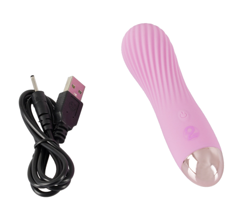 Вибропуля ребристая для клитора розового цвета Soft Silicone Cuties Mini Vibrator - 7
