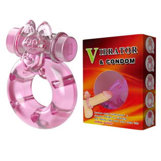Віброкільце для продовження ерекції з стимулятором клітора LYBAILE Vibrator &amp; condom