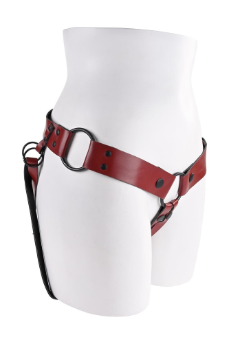 Трусики для страпона из искусственной кожи красные Sportsheets Saffron Monte Strap On - 1