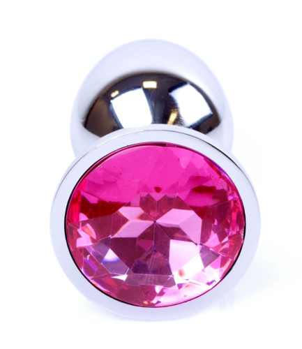 Анальная пробка S серебристого цвета с кристаллом розового цвета BOSS of TOYS Jewellery plug - 3