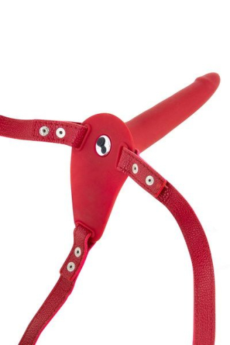 Страпон з вібрацією червоного кольору Fetish Tentation Vibrating Strap-On with Dildo - 2