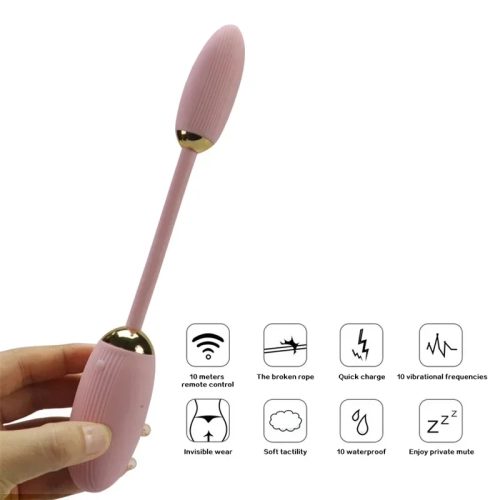 Вагинально-анальное виброяйца с пультом ДУ пудрового цвета Sex toys - 6
