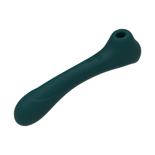 Вакуумный клиторальный стимулятор и вибратор 2 в 1черный Alive New Midnight Quiver Teal - 4