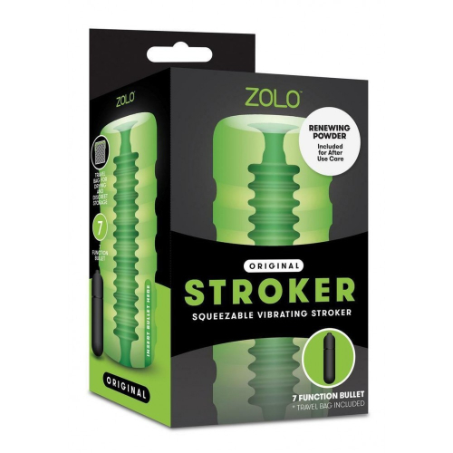 Мастурбатор для мужчин с вибропулей зеленого цвета Zolo Original Squeezable Vibr Stroker - 4