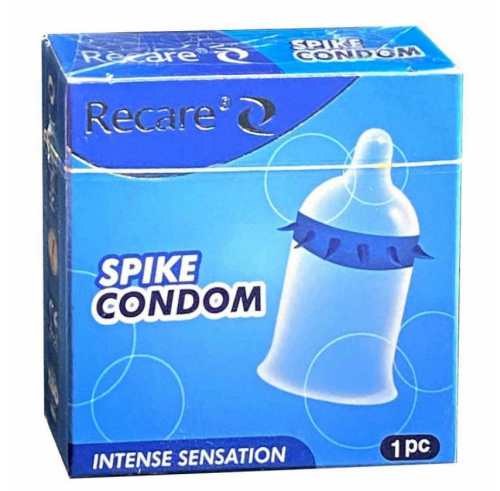 Латексний презерватив із вусиками синього кольору Recare Spike Condon 1шт - 3