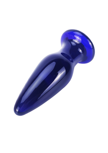 Скляна анальна вібропробка конічної форми синя ToyJoy Buttocks - 2