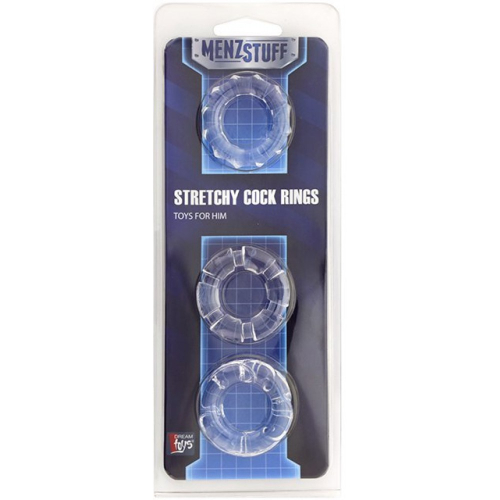 Набір ерекційних кілець для чоловіків білі MENZSTUFF STRETCHY cock RINGS - 1