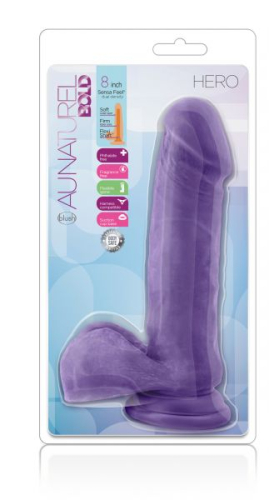 Фалоімітатор на присоску реалістик кібершкіра фіолетовий AU NATUREL bold HERO 8INCH DILDO - 2