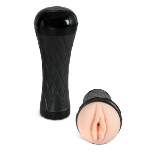 Мастурбатор в колбе Вагина телесного цвета Boss series Vagina cyber skin Latarka