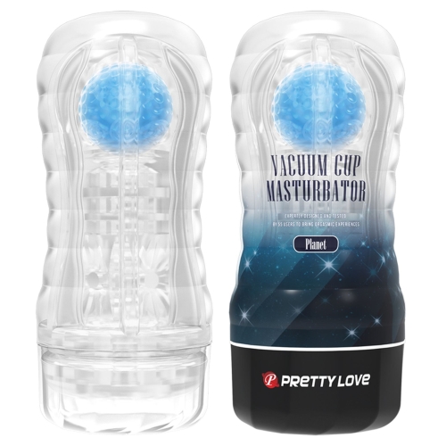 Мастурбатор для чоловіків прозорого кольору із синім яйцем Lybaile Pretty Love Planet - 1