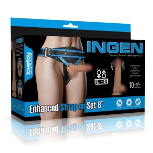 Ременной вибрострапон реалистичный на присоске телесного цвета Lovetoy Vibrating Enhanced Strap on Set трусы XS/S/M