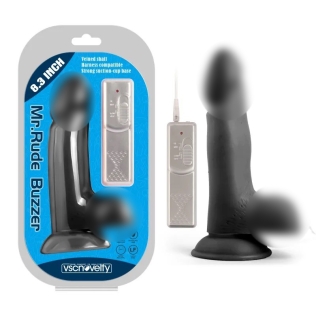 Вібратор реалістичний на присосці Buzzer Black Mr. Rude 8.3 чорний
