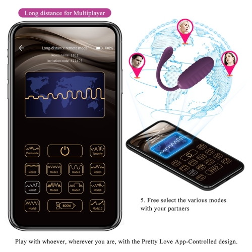 Виброяйцо вагинальное с управлением со смартфона фиолетового цвета Lybaile Pretty Love Casper Mobile APP - 18