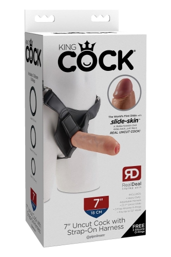 Ременной страпон реалистичный бежевый Pipedream King Cock - 8