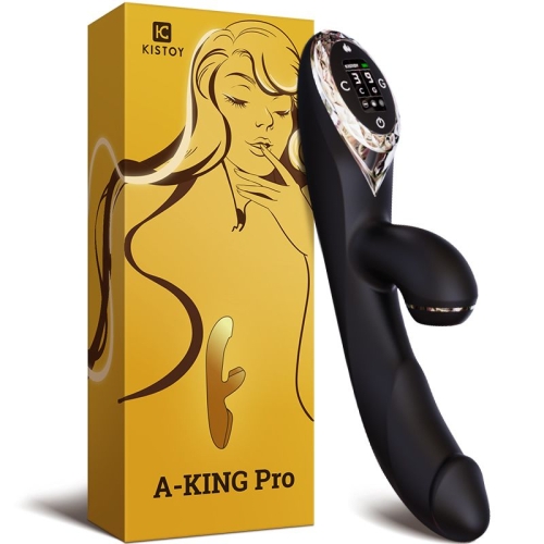 Вакуумний вібратор-кролик з підігрівом чорний kistoy a-King Pro з LED-екраном - 4
